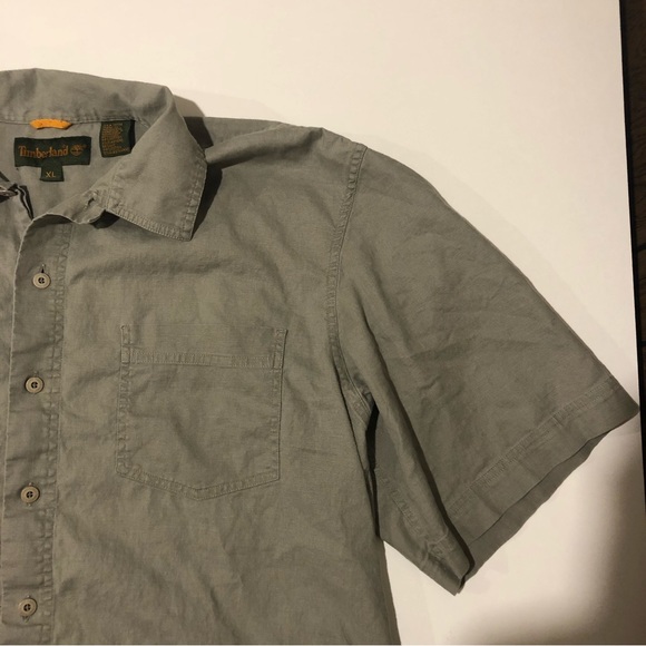 Timberland Button Up Short Sleeve Mens XL Green - Picture 5 of 12